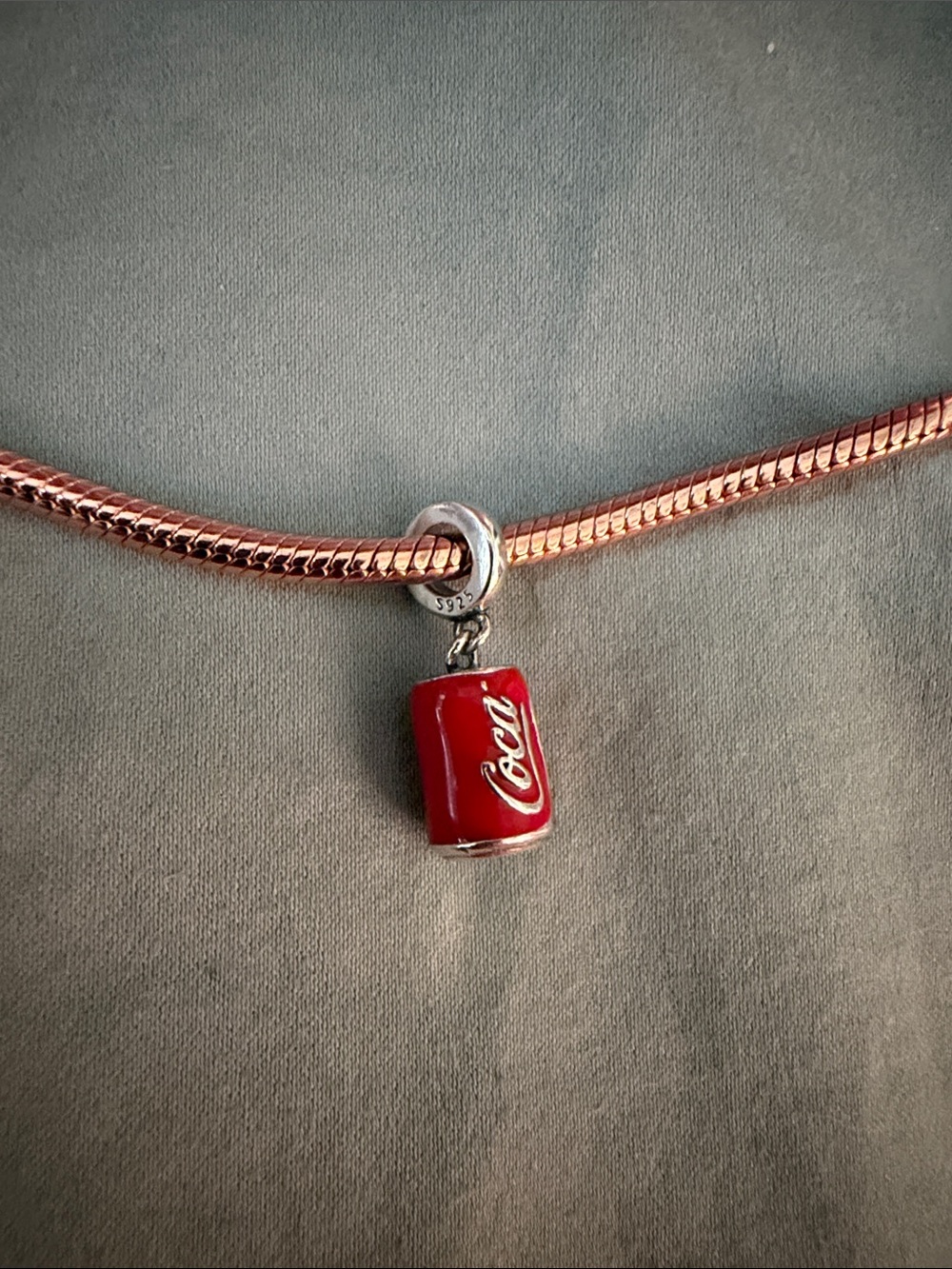 Silver & Red Cola Soda Can Dangle Charm - Picture 2 of 4